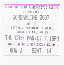 Ticket Stub for musical event