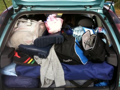 picture of my car packed with items